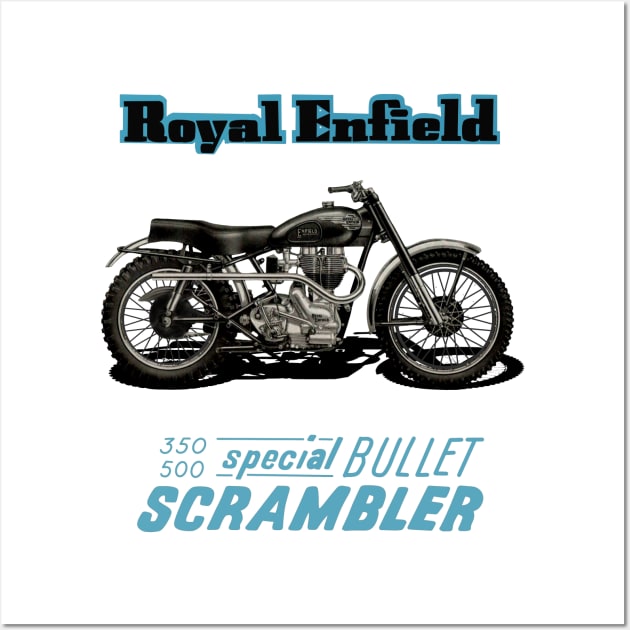 Vintage Royal Enfield Special Bullet Scrambler Wall Art by MotorManiac